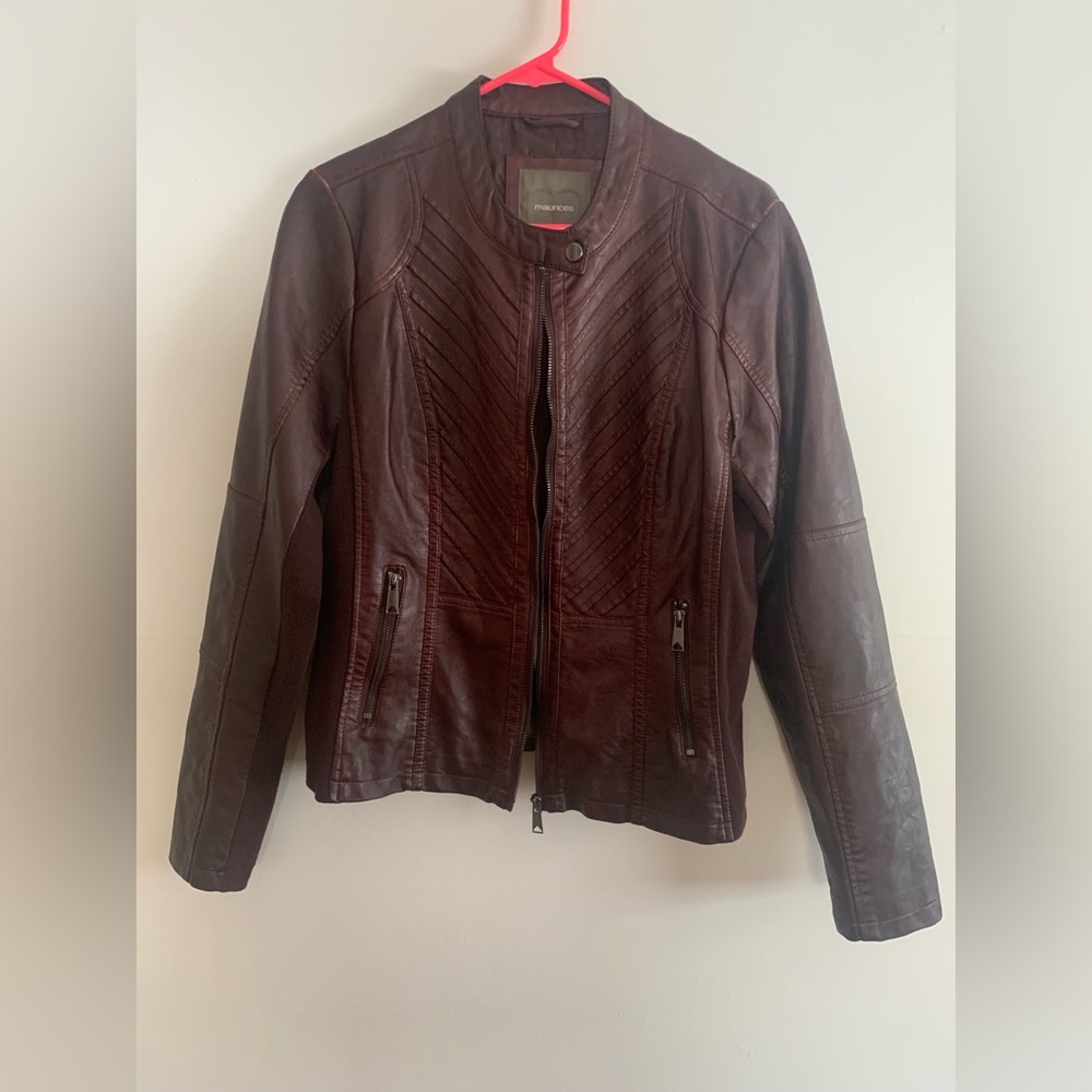 Burgundy Moto Jacket, Size L